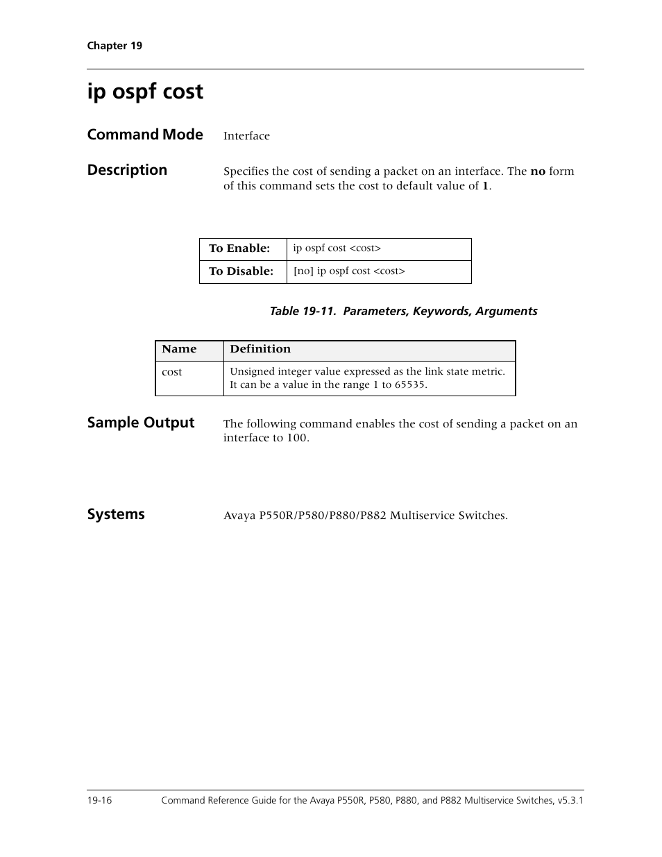 Ip ospf cost, Ip ospf cost -16 | Avaya Cajun P550R User Manual | Page 363 / 679