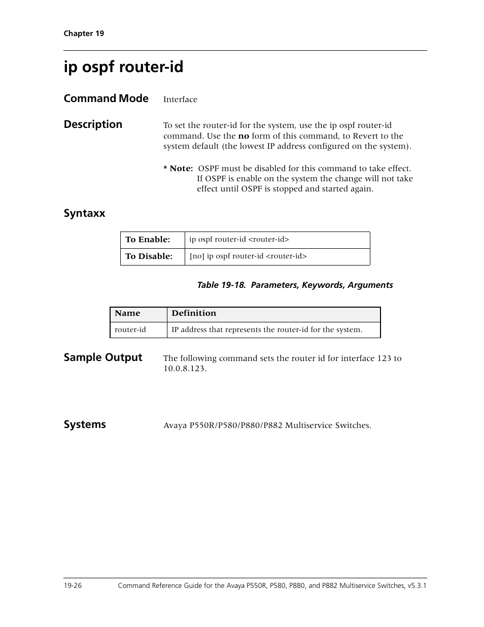 Ip ospf router-id, Ip ospf router-id -26 | Avaya Cajun P550R User Manual | Page 373 / 679