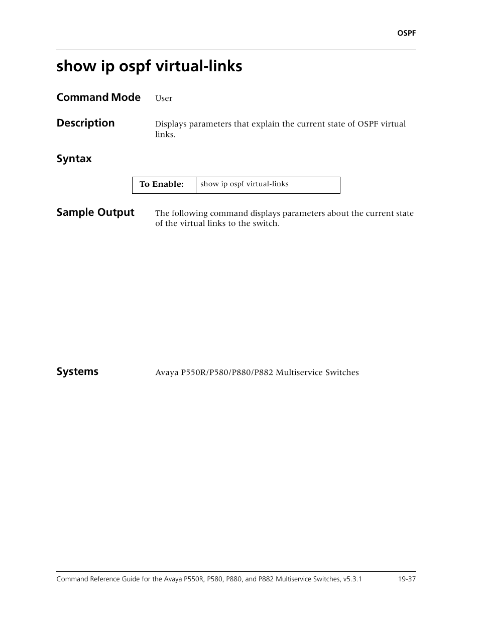 Show ip ospf virtual-links, Show ip ospf virtual-links -37 | Avaya Cajun P550R User Manual | Page 384 / 679