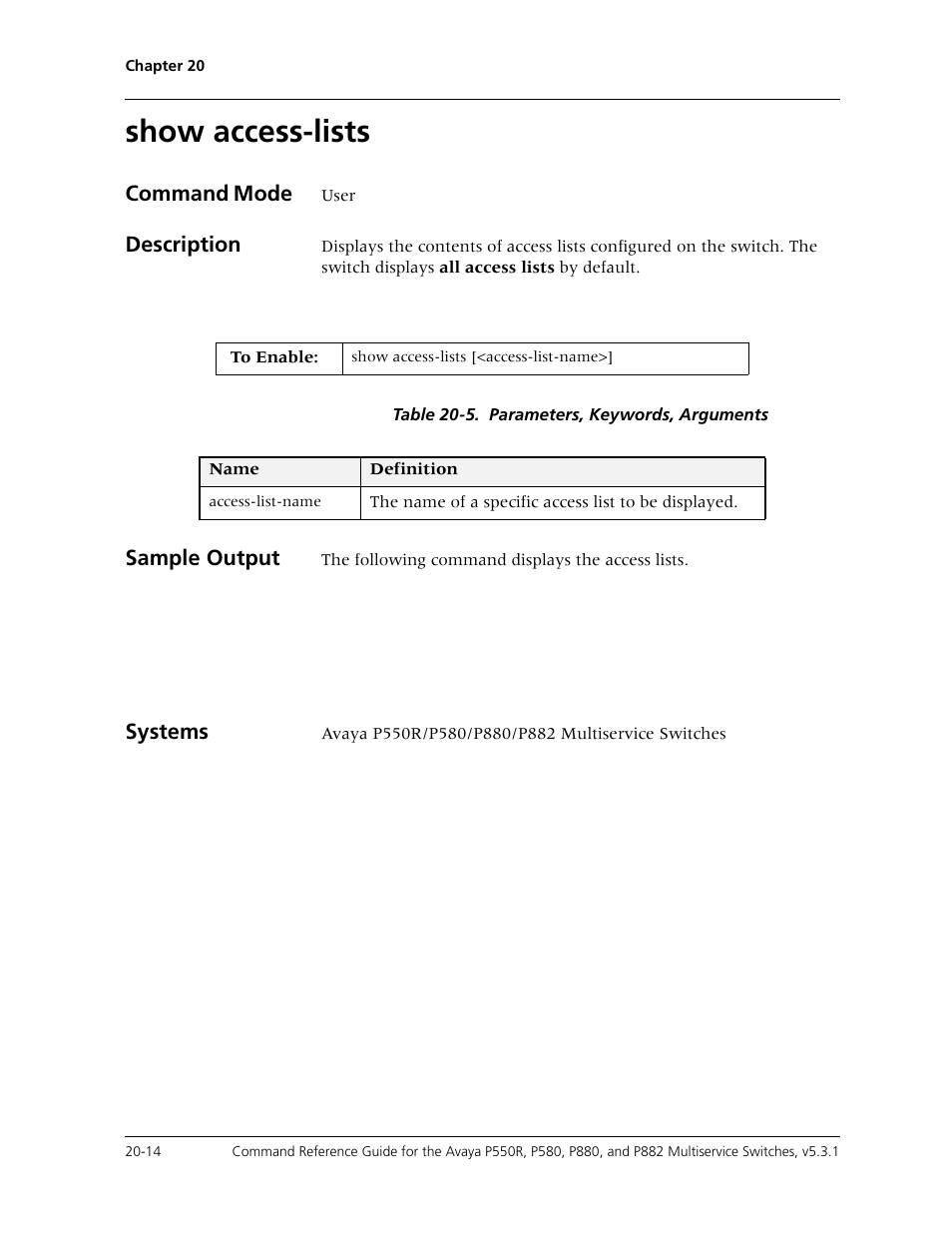 Show access-lists, Show access-lists -14 | Avaya Cajun P550R User Manual | Page 401 / 679