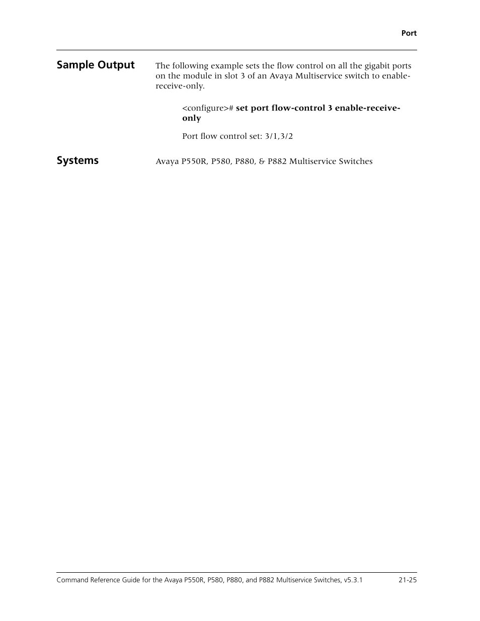 Sample output, Systems | Avaya Cajun P550R User Manual | Page 428 / 679