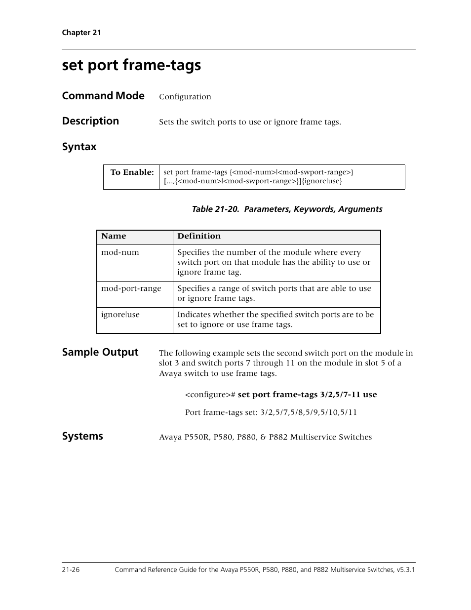 Set port frame-tags, Set port frame-tags -26 | Avaya Cajun P550R User Manual | Page 429 / 679