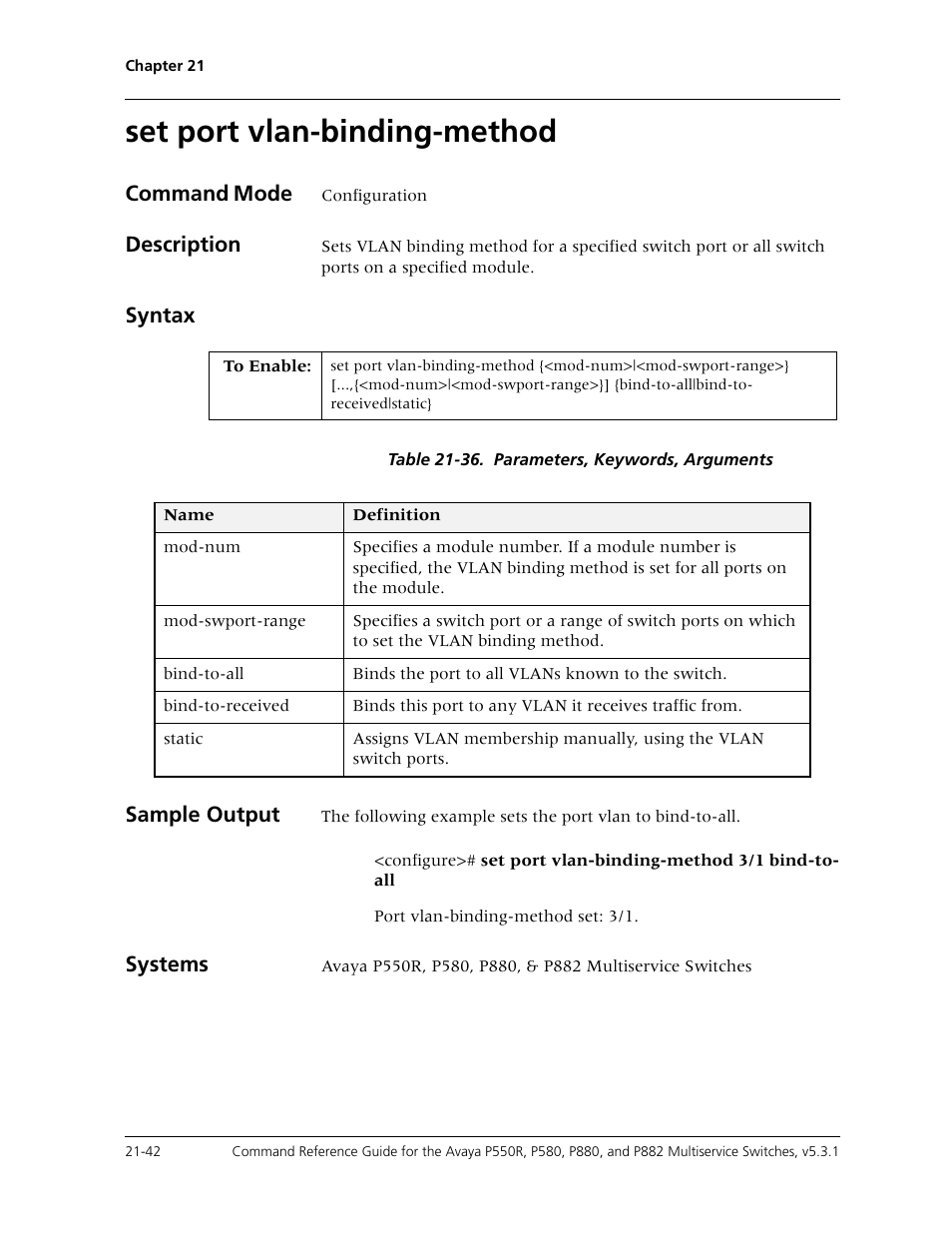 Set port vlan-binding-method, Set port vlan-binding-method -42 | Avaya Cajun P550R User Manual | Page 445 / 679