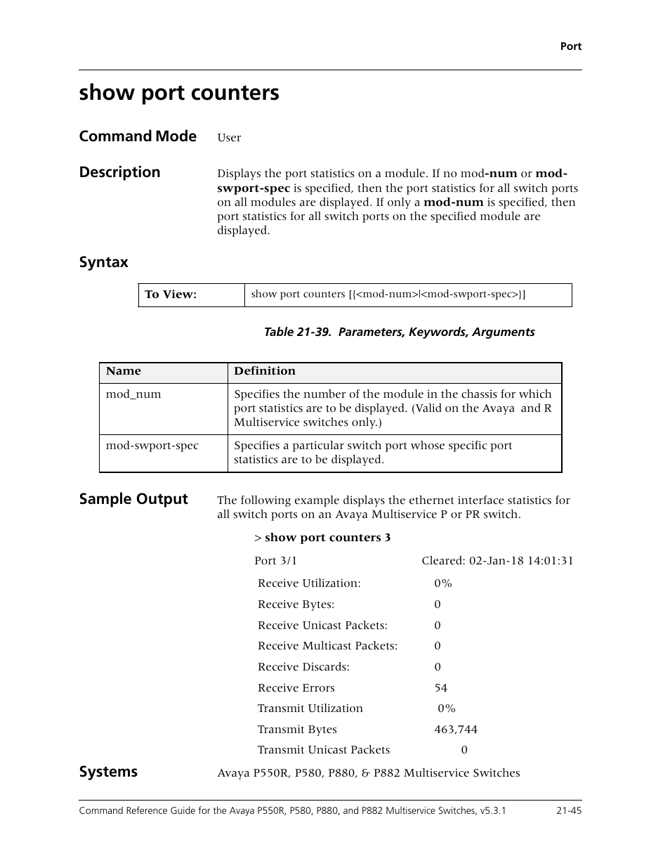 Show port counters, Show port counters -45 | Avaya Cajun P550R User Manual | Page 448 / 679