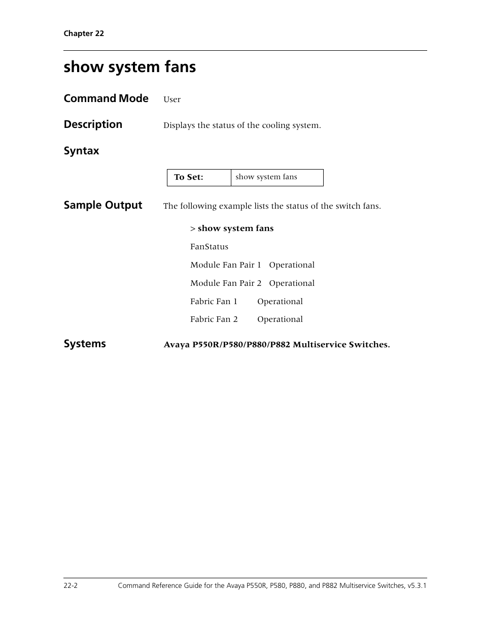 Show system fans, Show system fans -2 | Avaya Cajun P550R User Manual | Page 455 / 679