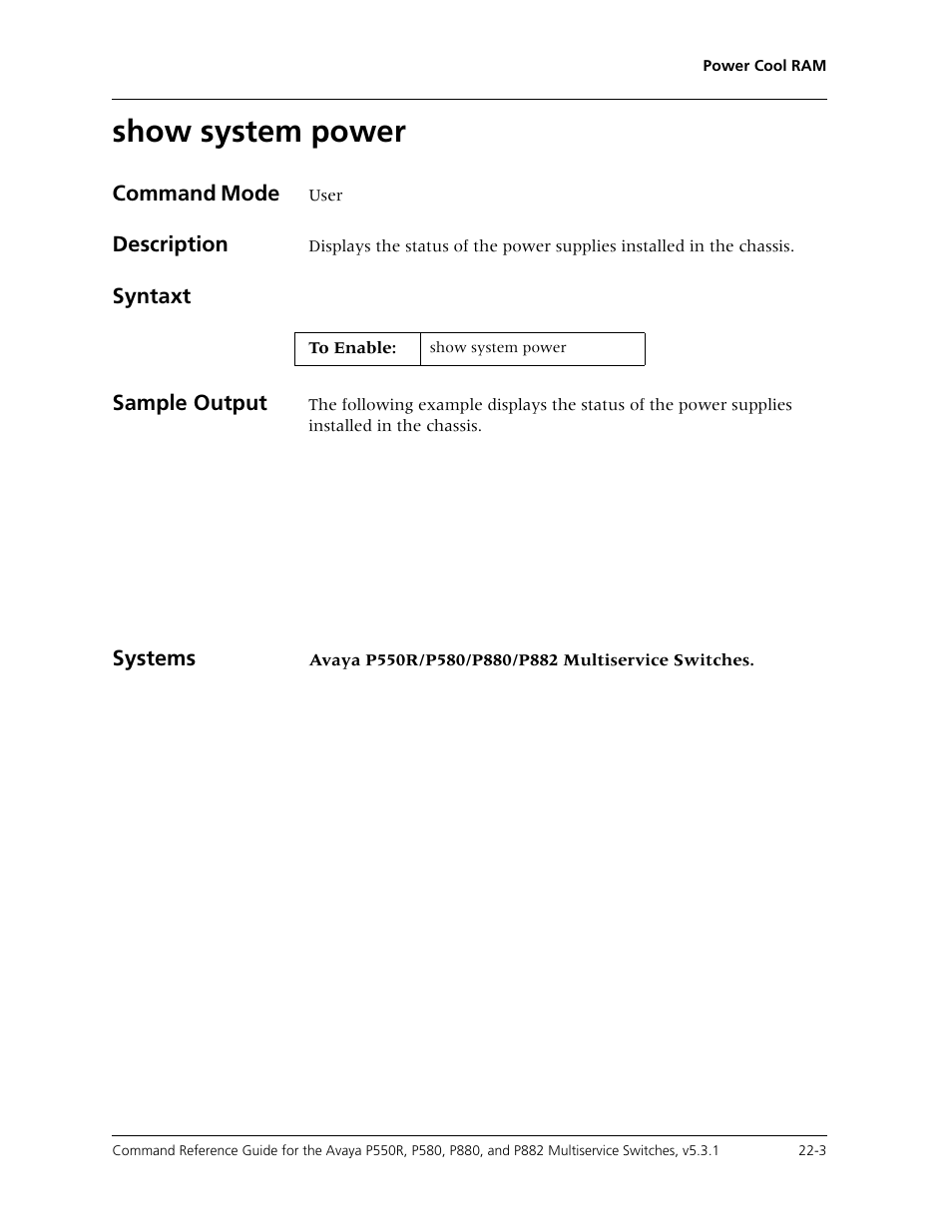 Show system power, Show system power -3 | Avaya Cajun P550R User Manual | Page 456 / 679