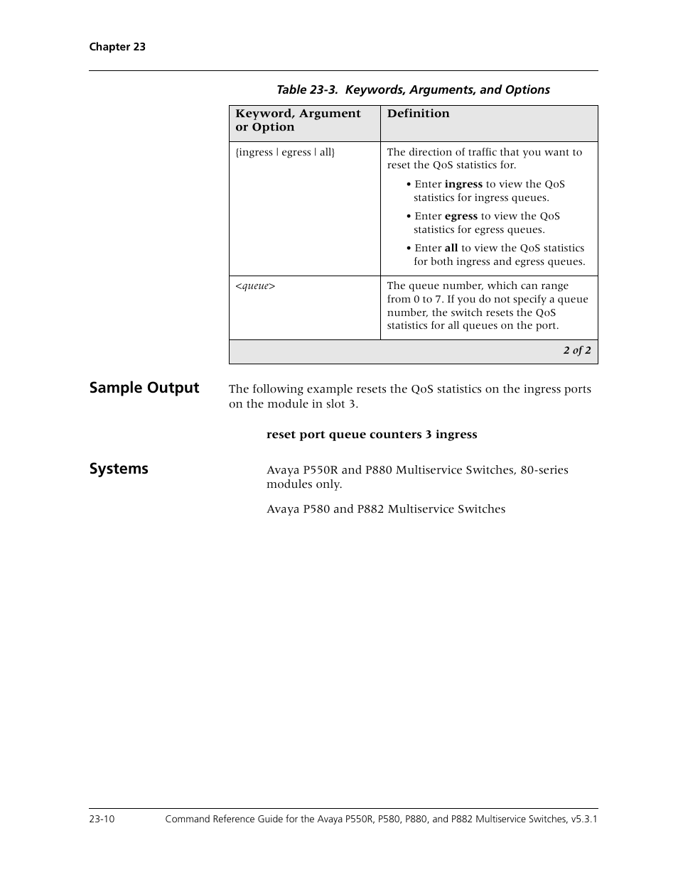 Sample output, Systems | Avaya Cajun P550R User Manual | Page 467 / 679