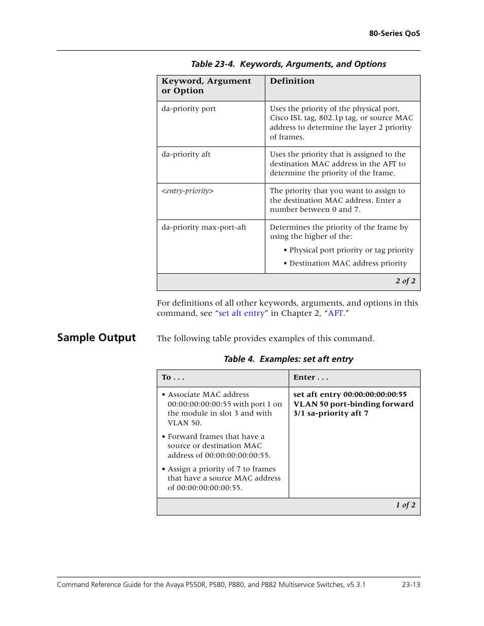 Sample output | Avaya Cajun P550R User Manual | Page 470 / 679