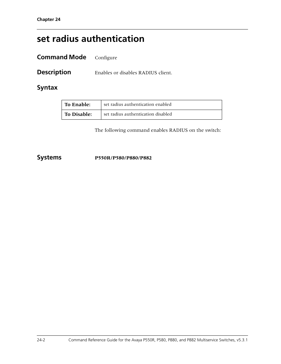 Set radius authentication, Set radius authentication -2 | Avaya Cajun P550R User Manual | Page 503 / 679