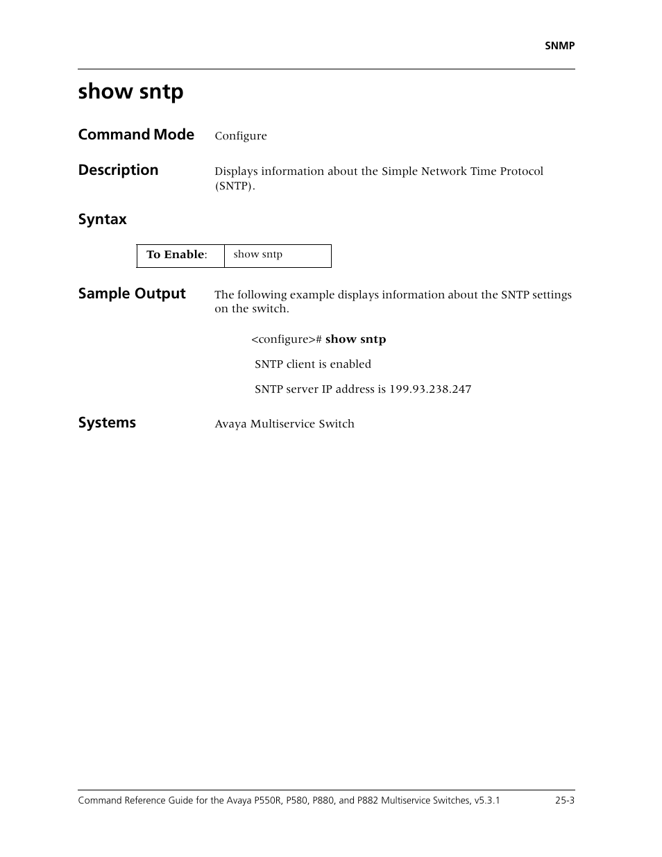 Show sntp, Show sntp -3 | Avaya Cajun P550R User Manual | Page 516 / 679