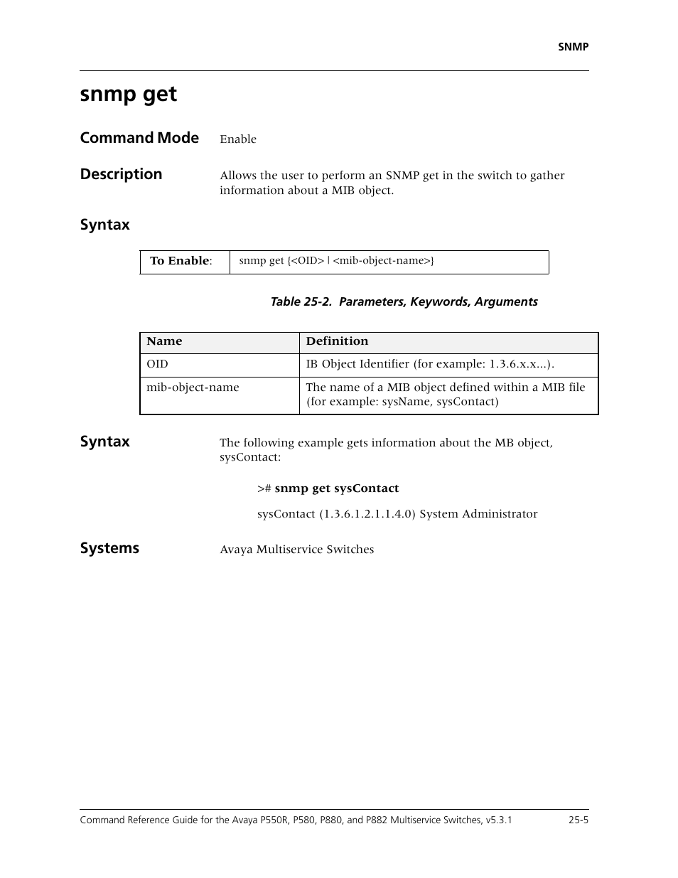 Snmp get, Snmp get -5 | Avaya Cajun P550R User Manual | Page 518 / 679