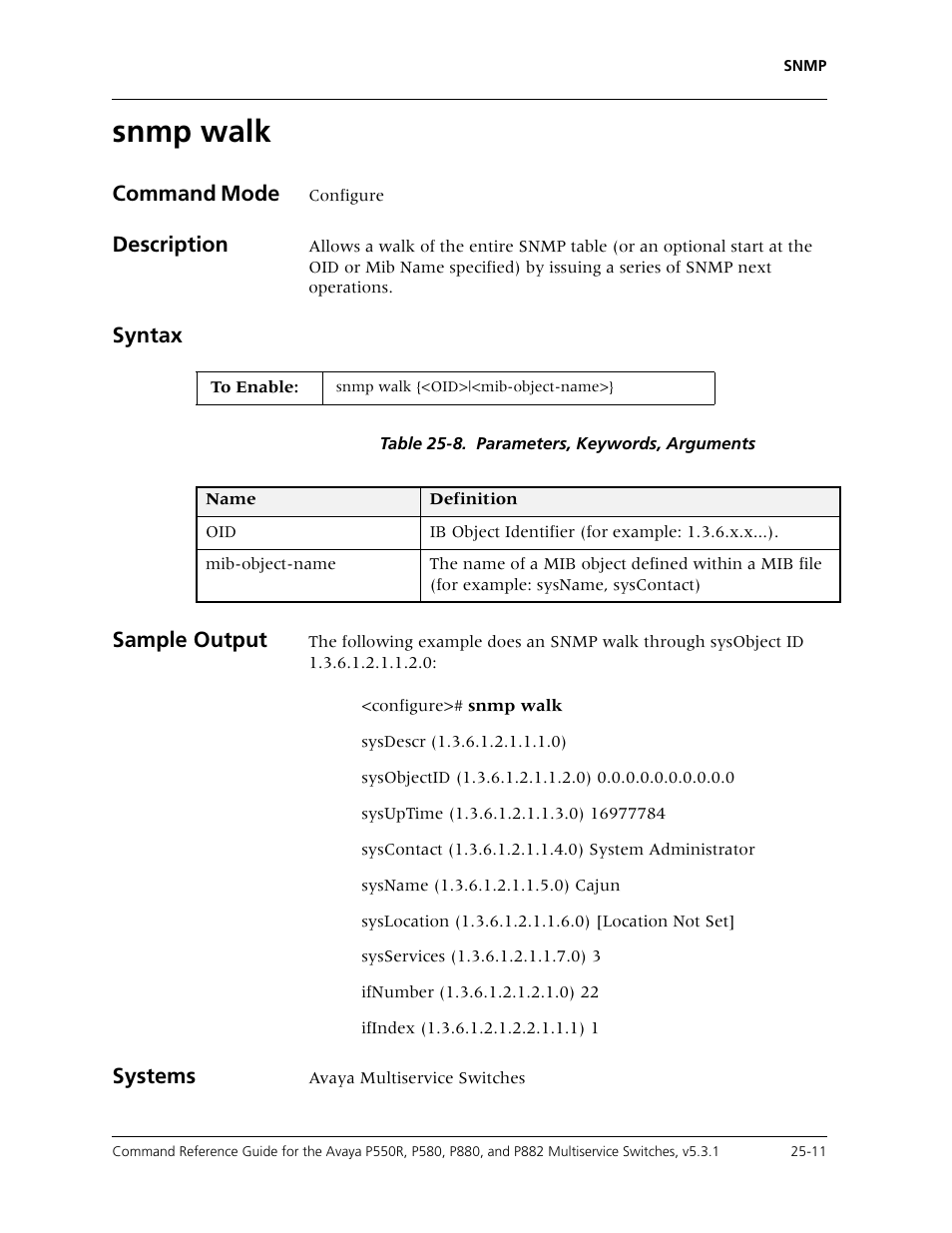 Snmp walk, Snmp walk -11 | Avaya Cajun P550R User Manual | Page 524 / 679