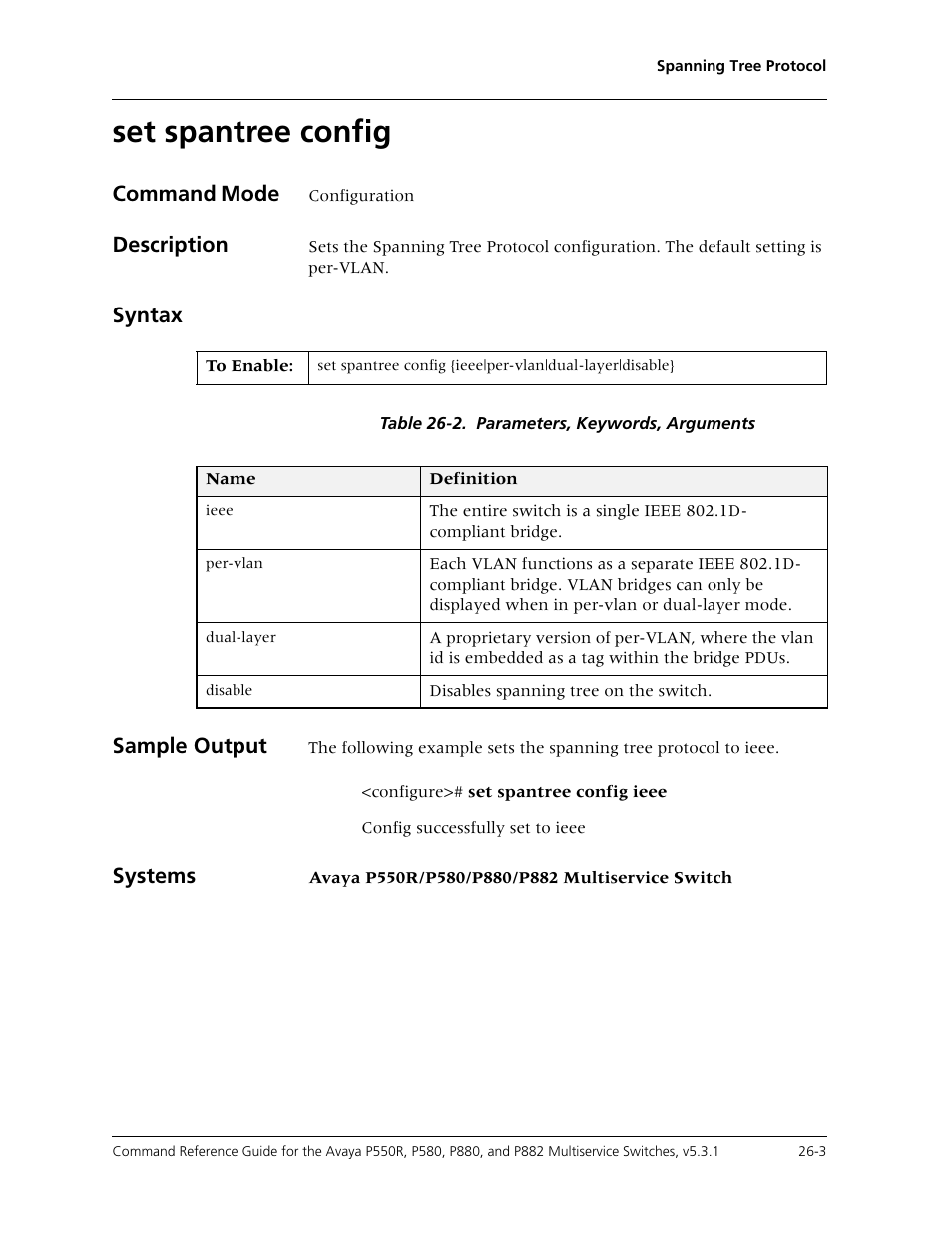 Set spantree config, Set spantree config -3 | Avaya Cajun P550R User Manual | Page 528 / 679