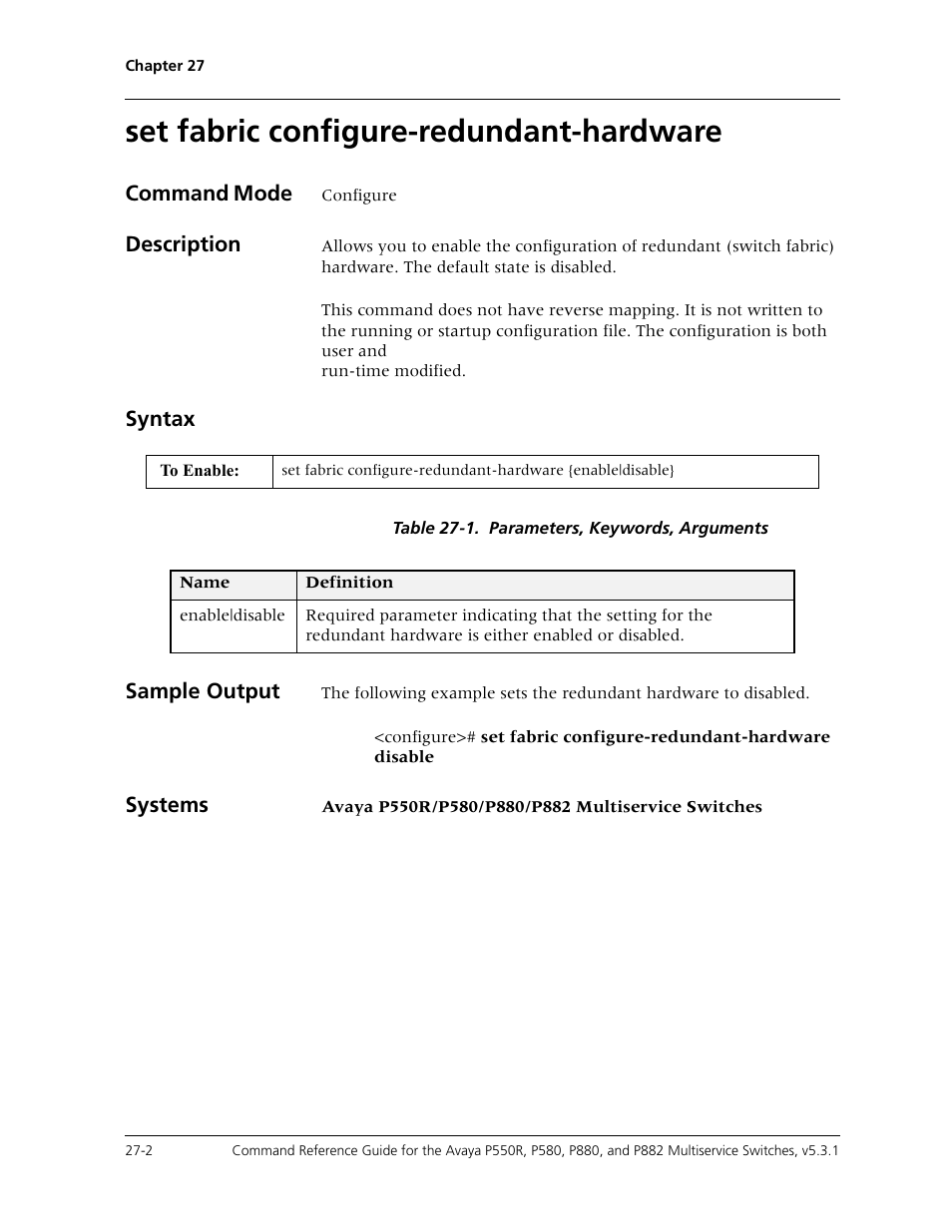 Set fabric configure-redundant-hardware, Set fabric configure-redundant-hardware -2 | Avaya Cajun P550R User Manual | Page 543 / 679