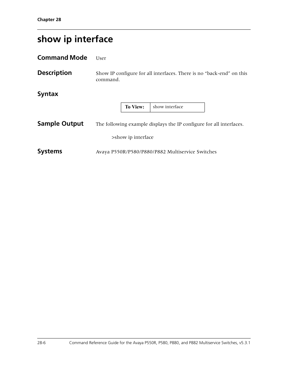 Show ip interface, Show ip interface -6 | Avaya Cajun P550R User Manual | Page 553 / 679