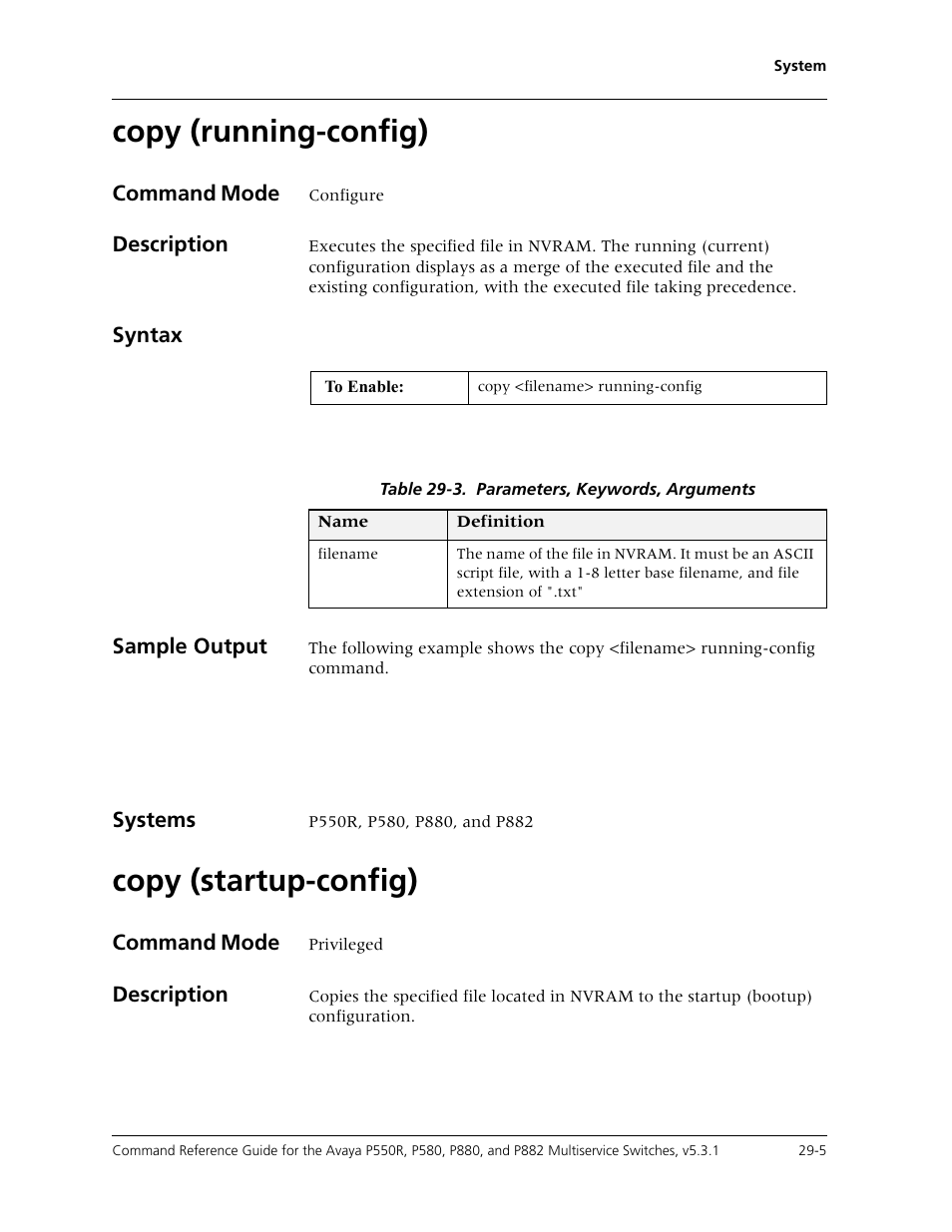 Copy (running-config), Copy (startup-config), Copy (running-config) -5 copy (startup-config) -5 | Avaya Cajun P550R User Manual | Page 560 / 679