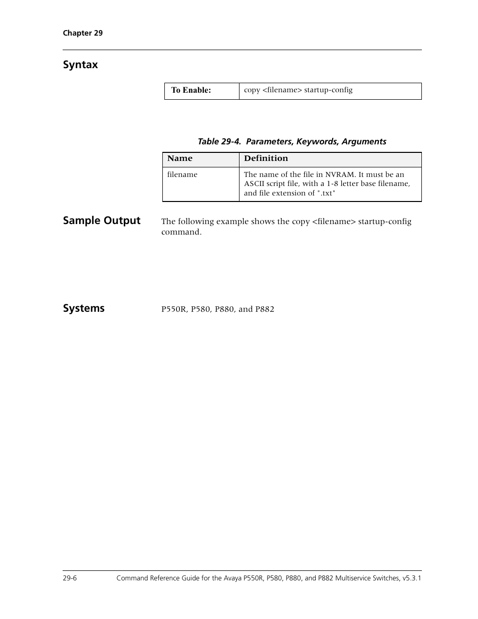 Syntax sample output, Systems | Avaya Cajun P550R User Manual | Page 561 / 679