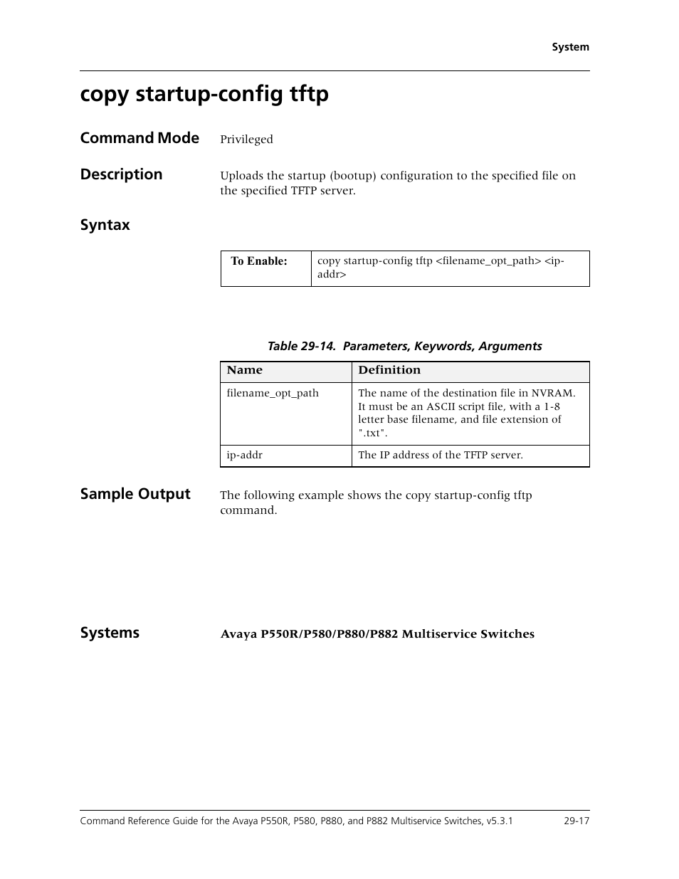 Copy startup-config tftp, Copy startup-config tftp -17 | Avaya Cajun P550R User Manual | Page 572 / 679