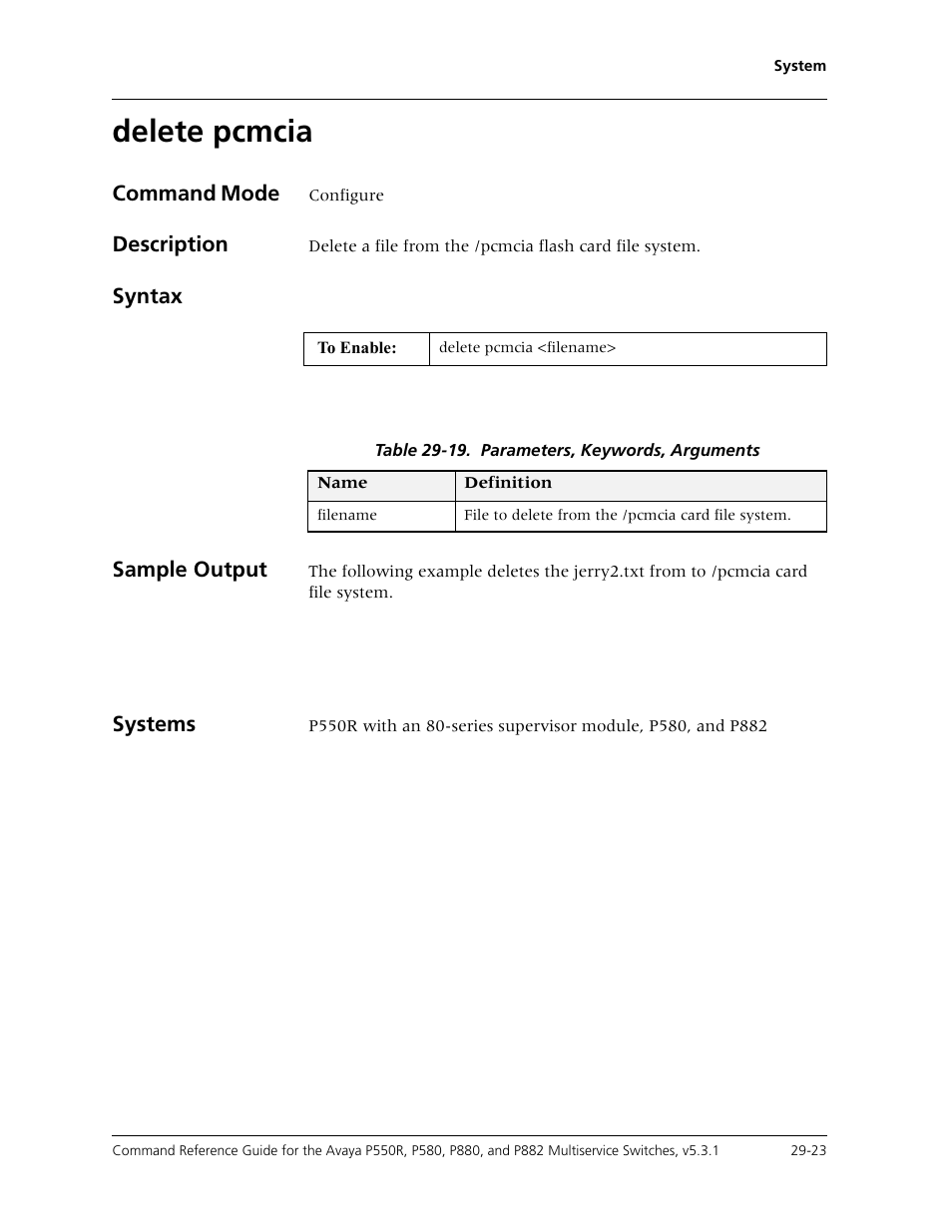 Delete pcmcia, Delete pcmcia -23 | Avaya Cajun P550R User Manual | Page 578 / 679