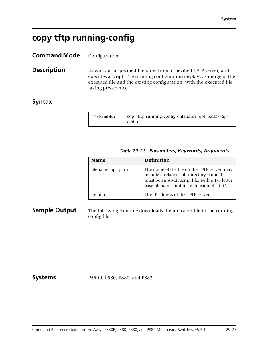 Copy tftp running-config, Copy tftp running-config -27 | Avaya Cajun P550R User Manual | Page 582 / 679