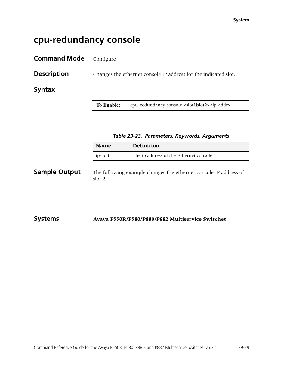 Cpu-redundancy console, Cpu-redundancy console -29 | Avaya Cajun P550R User Manual | Page 584 / 679