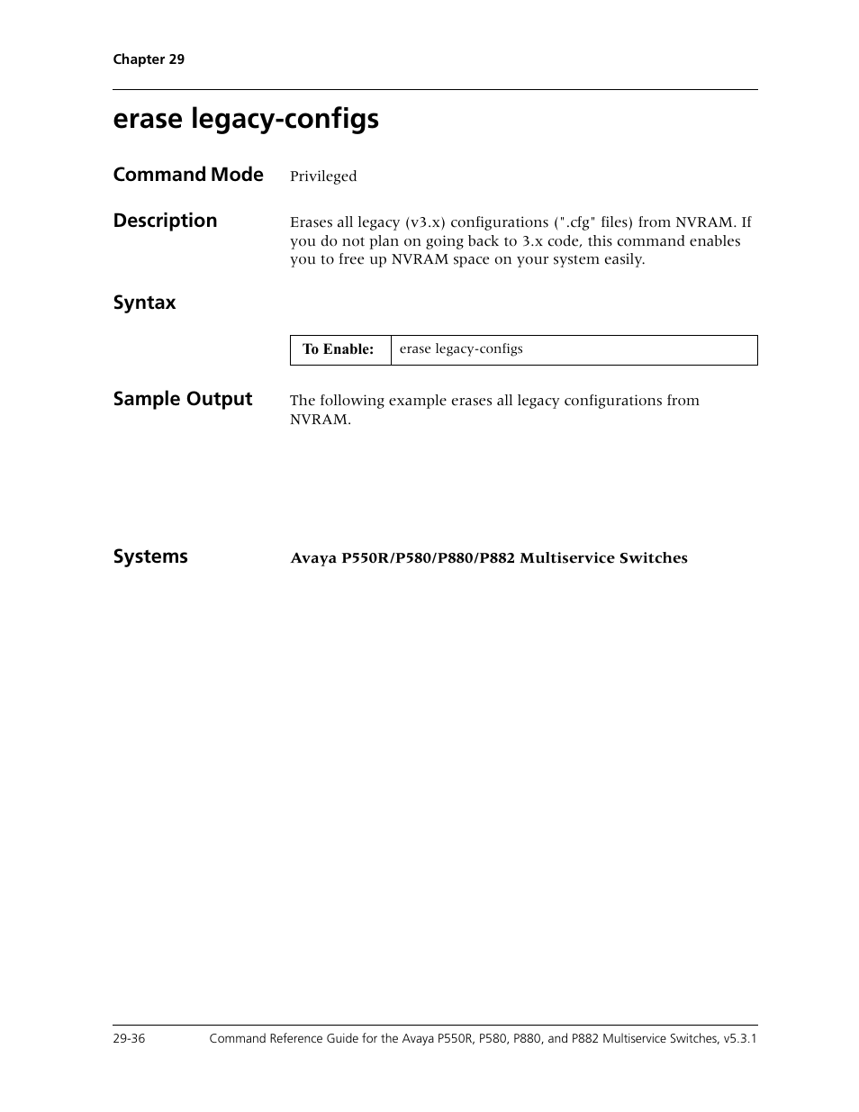 Erase legacy-configs, Erase legacy-configs -36 | Avaya Cajun P550R User Manual | Page 591 / 679