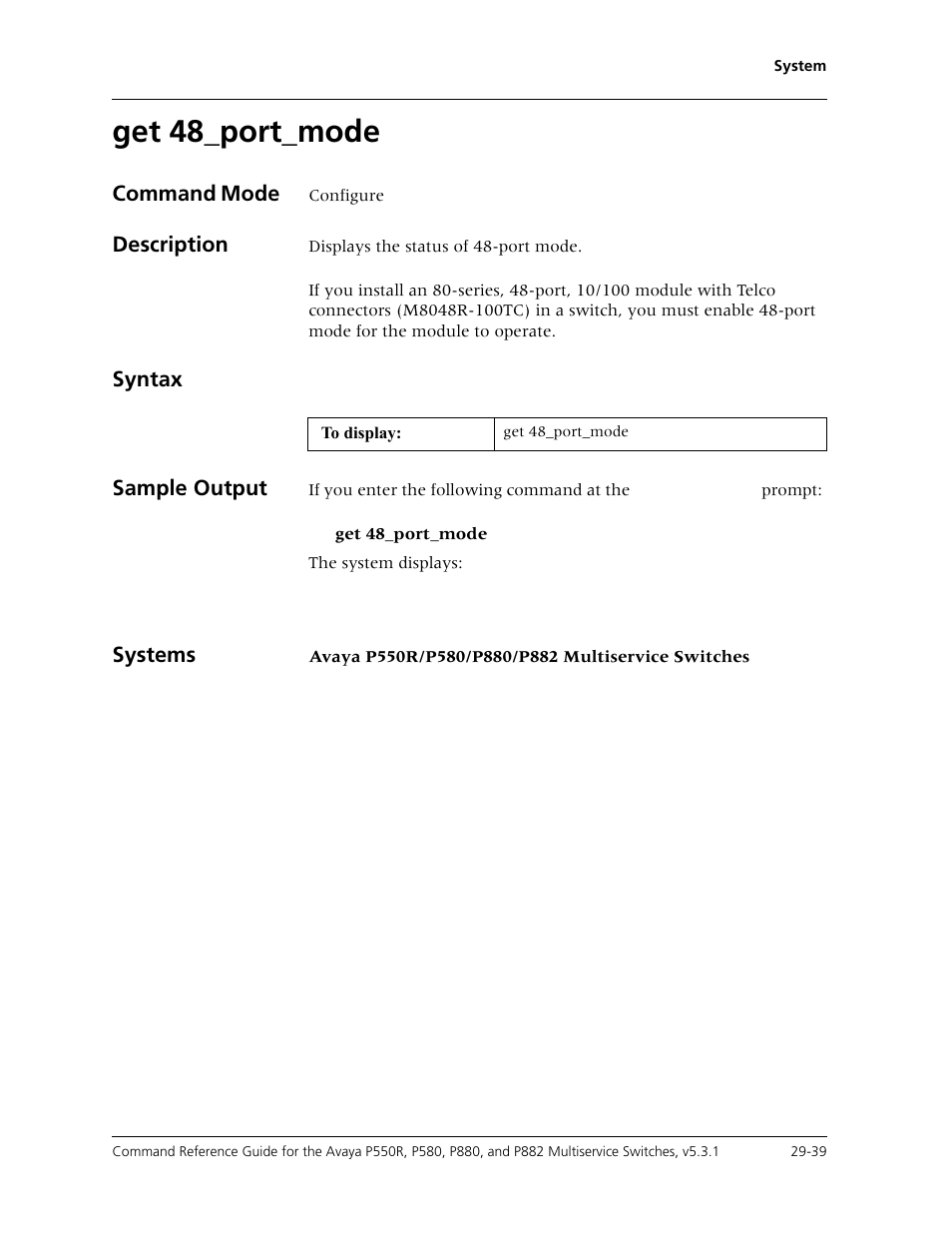 Get 48_port_mode, Get 48_port_mode -39 | Avaya Cajun P550R User Manual | Page 594 / 679