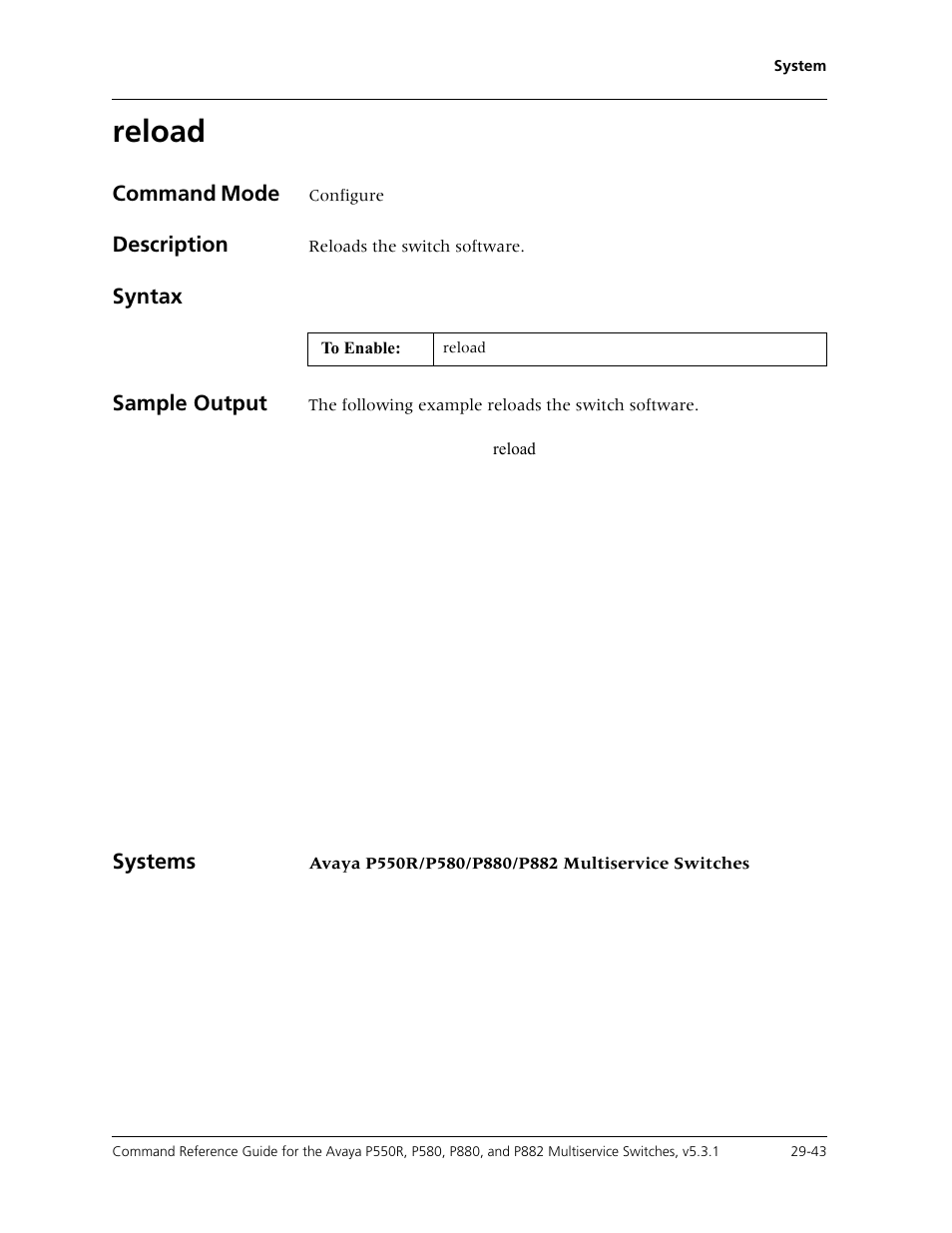 Reload, Reload -43 | Avaya Cajun P550R User Manual | Page 598 / 679