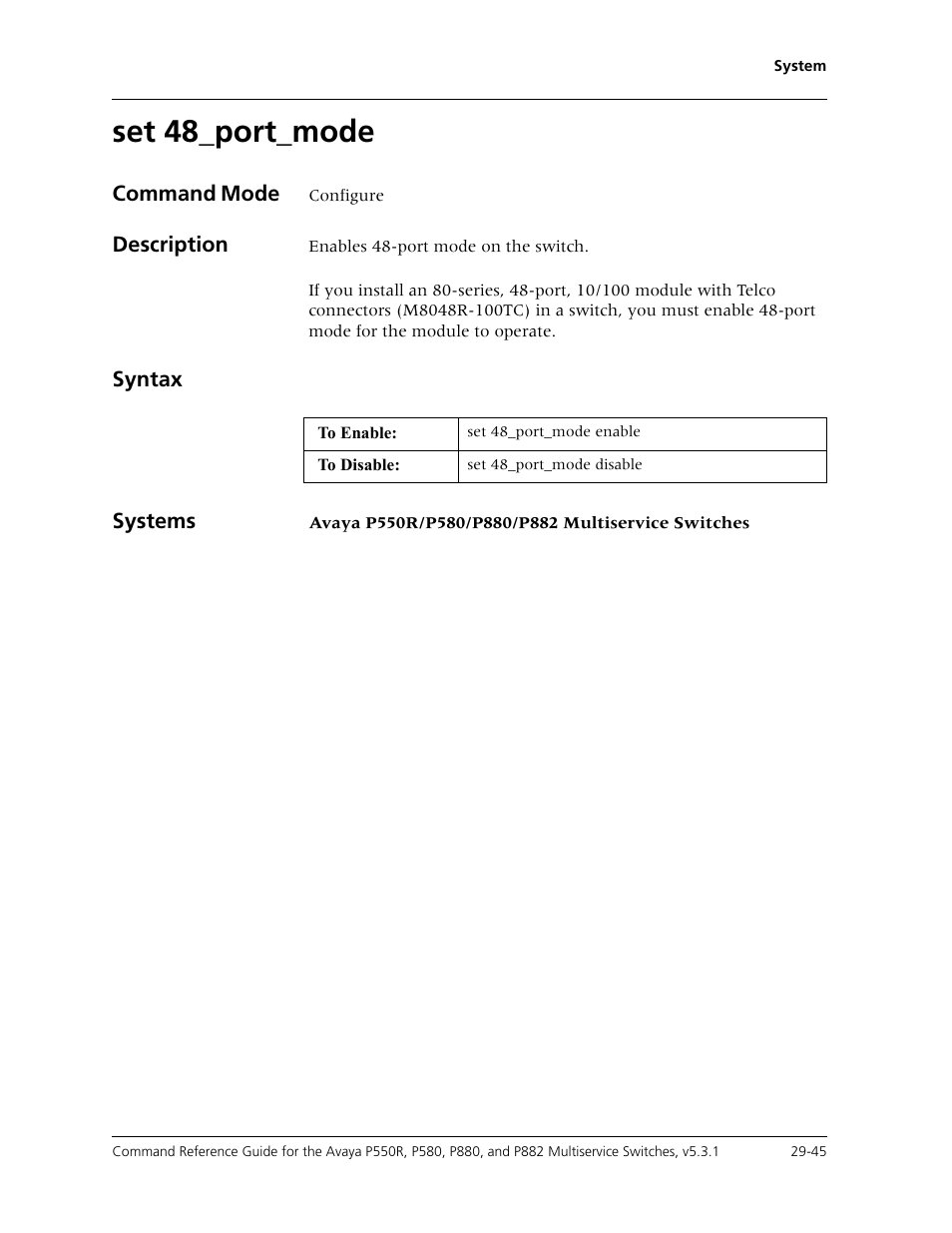 Set 48_port_mode, Set 48_port_mode -45 | Avaya Cajun P550R User Manual | Page 600 / 679