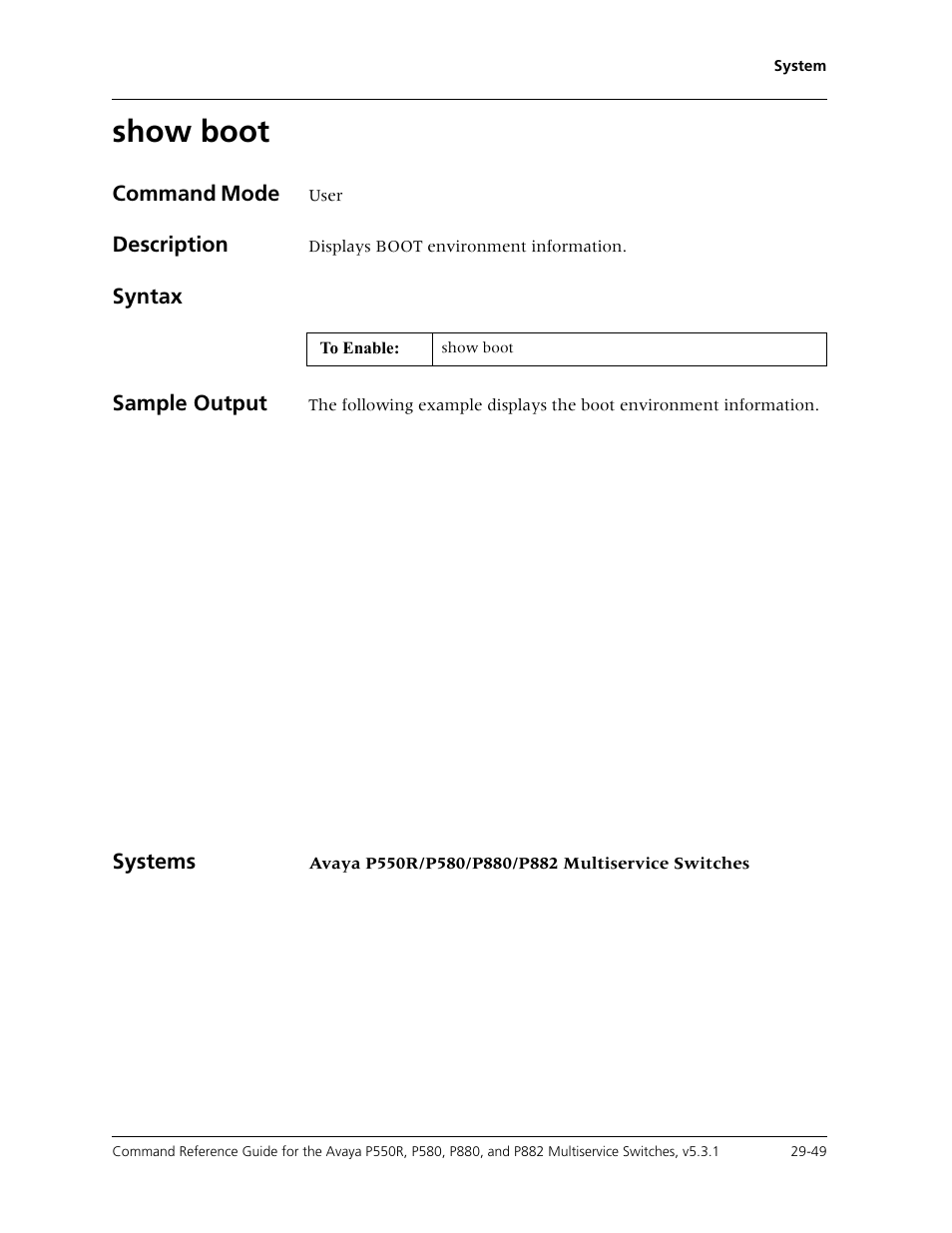 Show boot, Show boot -49 | Avaya Cajun P550R User Manual | Page 604 / 679