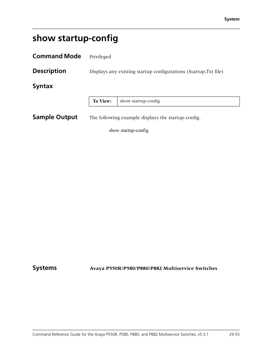 Show startup-config, Show startup-config -55 | Avaya Cajun P550R User Manual | Page 610 / 679