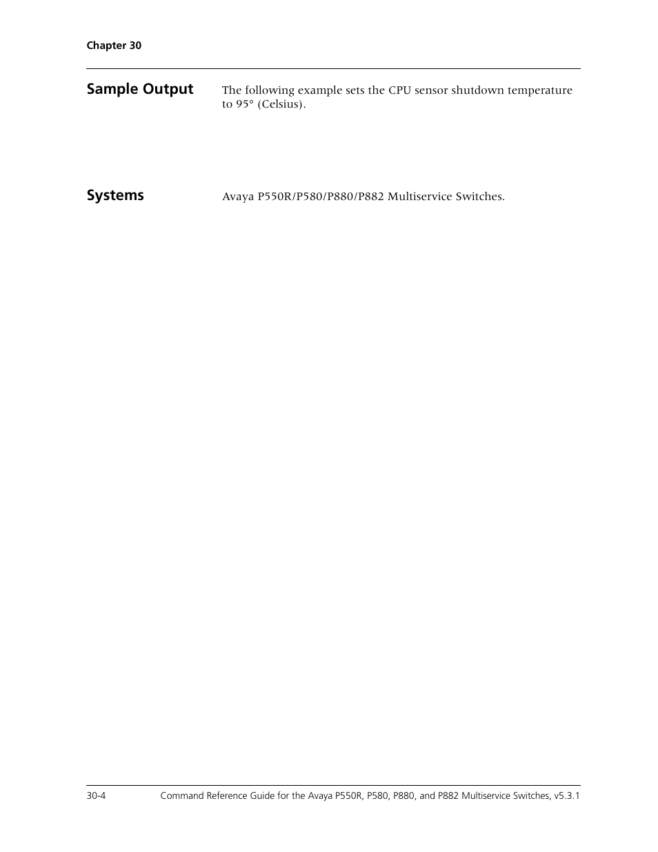 Sample output, Systems | Avaya Cajun P550R User Manual | Page 615 / 679