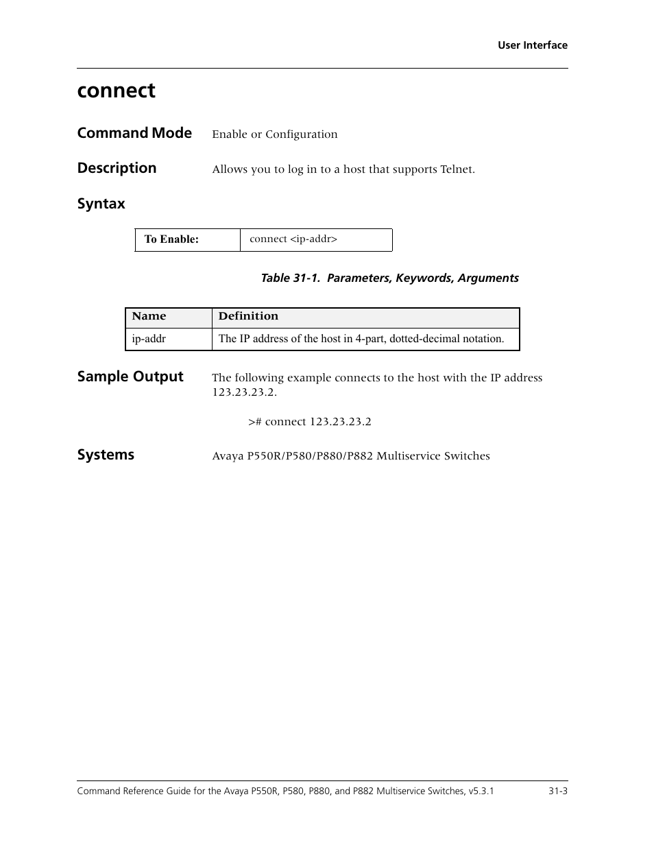 Connect, Connect -3 | Avaya Cajun P550R User Manual | Page 622 / 679