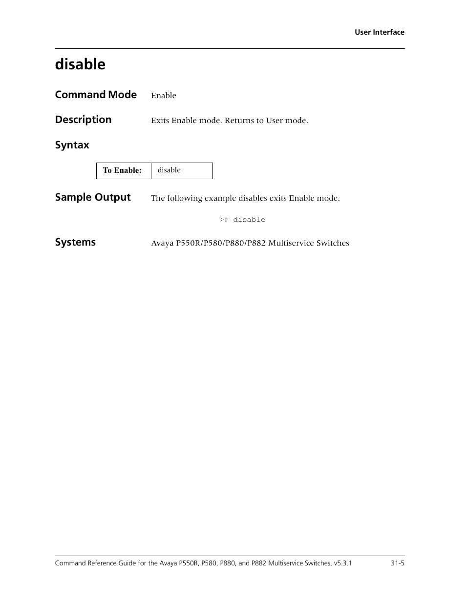 Disable, Disable -5 | Avaya Cajun P550R User Manual | Page 624 / 679