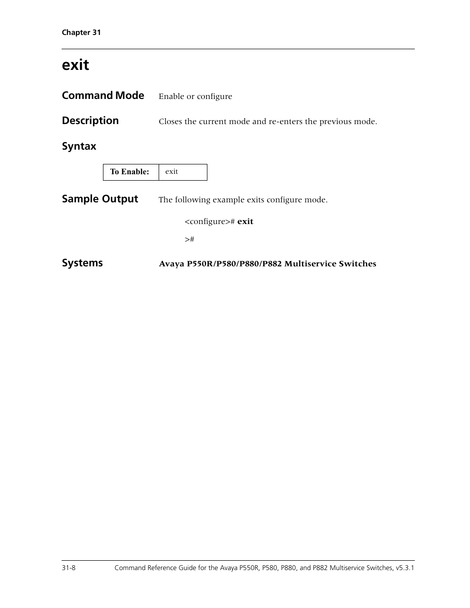 Exit, Exit -8 | Avaya Cajun P550R User Manual | Page 627 / 679