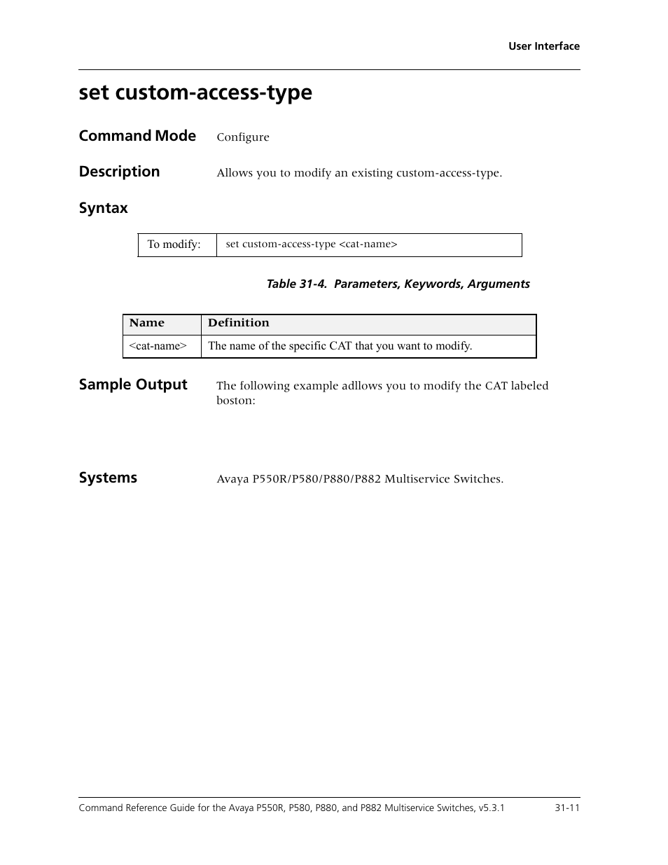 Set custom-access-type, Set custom-access-type -11 | Avaya Cajun P550R User Manual | Page 630 / 679