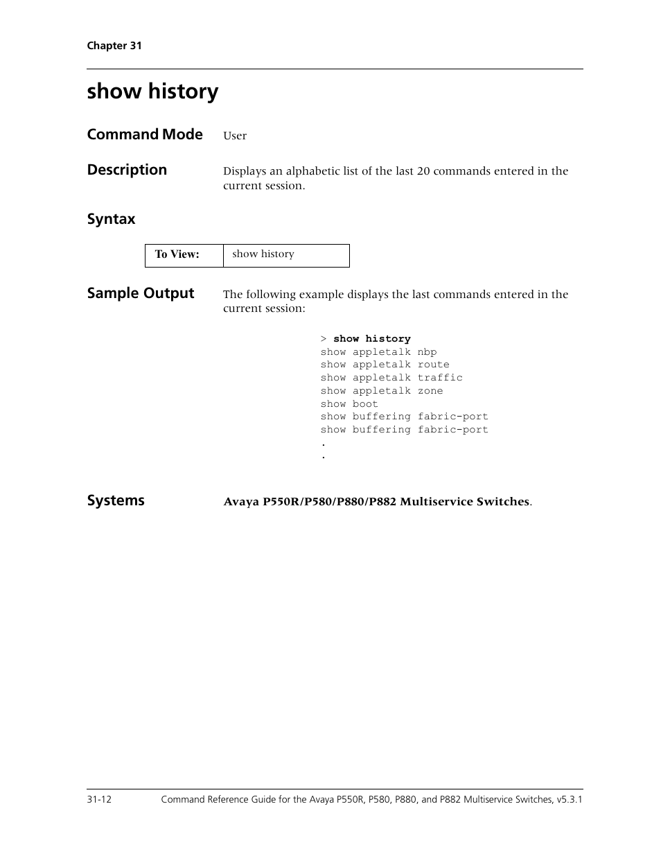 Show history, Show history -12 | Avaya Cajun P550R User Manual | Page 631 / 679