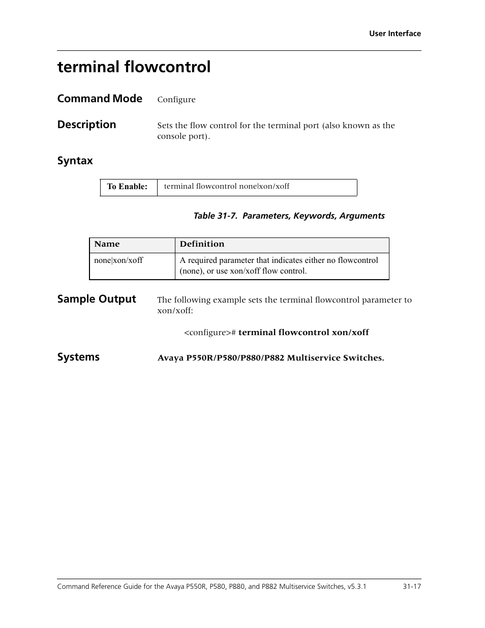 Terminal flowcontrol, Terminal flowcontrol -17 | Avaya Cajun P550R User Manual | Page 636 / 679