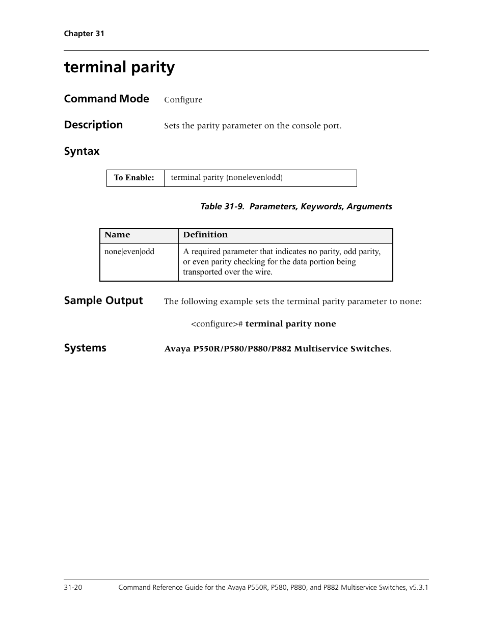 Terminal parity, Terminal parity -20 | Avaya Cajun P550R User Manual | Page 639 / 679