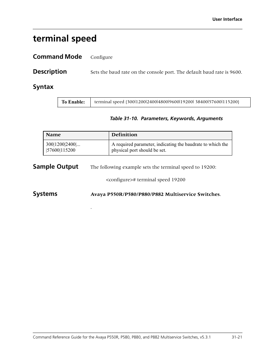 Terminal speed, Terminal speed -21 | Avaya Cajun P550R User Manual | Page 640 / 679