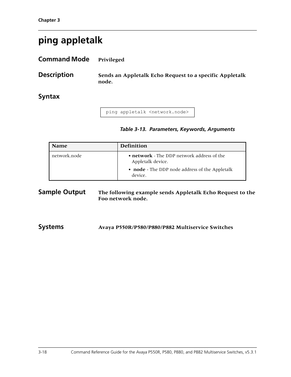 Ping appletalk, Ping appletalk -18 | Avaya Cajun P550R User Manual | Page 65 / 679