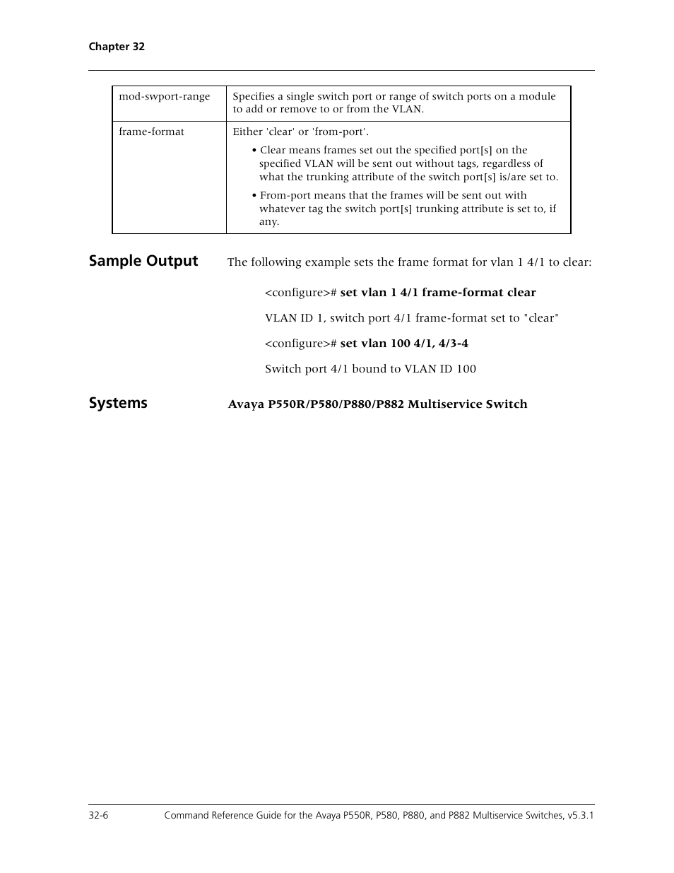 Sample output, Systems | Avaya Cajun P550R User Manual | Page 651 / 679