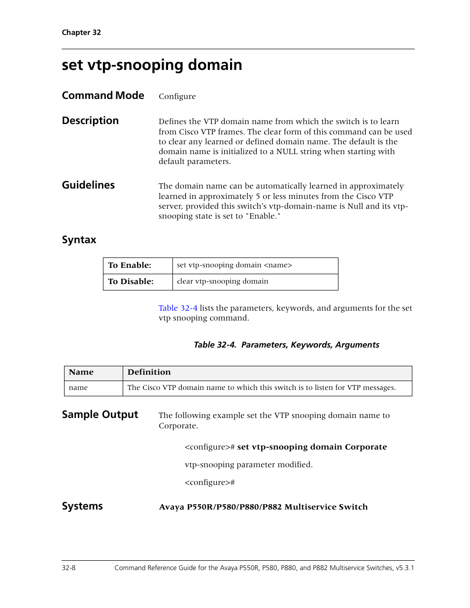 Set vtp-snooping domain, Set vtp-snooping domain -8 | Avaya Cajun P550R User Manual | Page 653 / 679