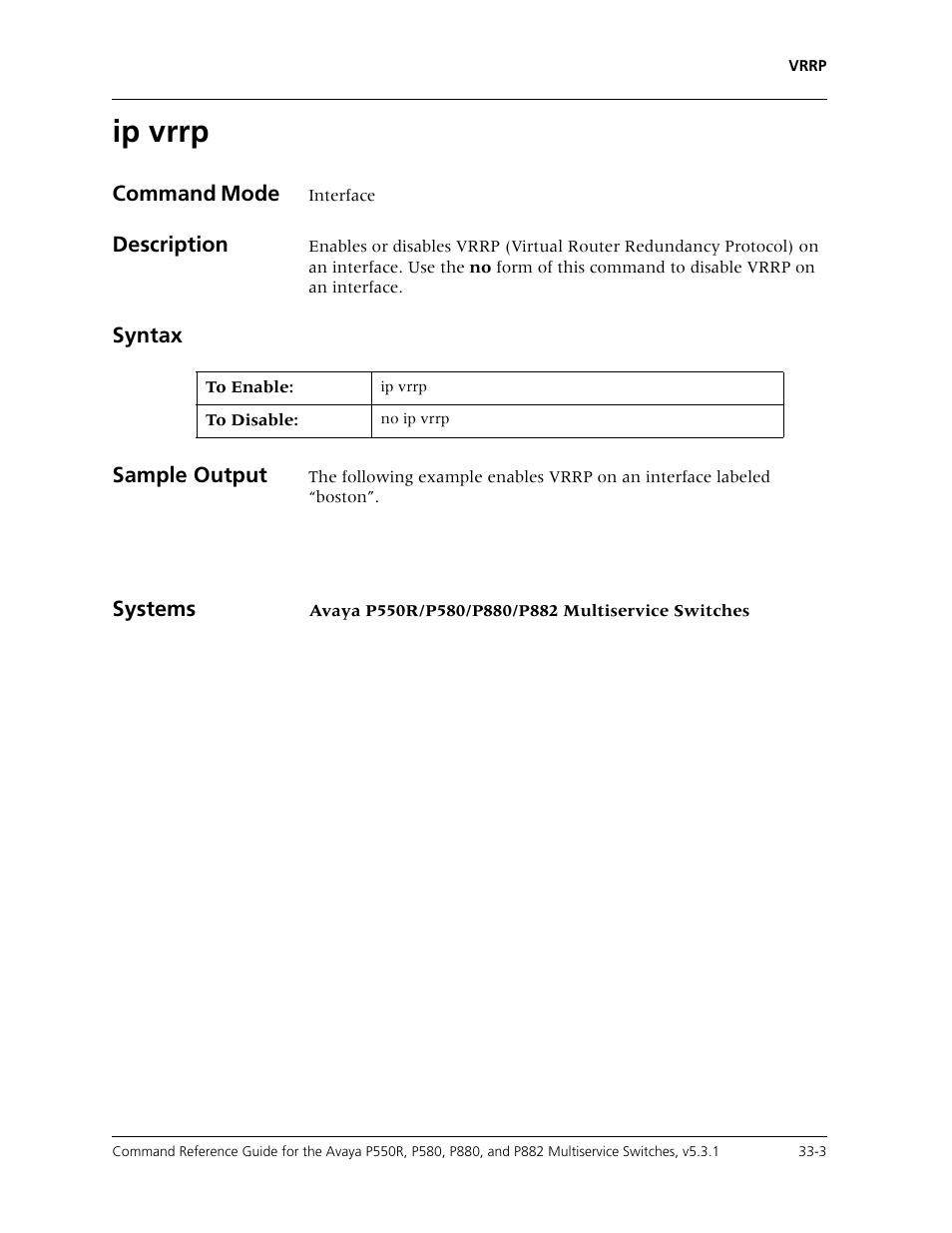 Ip vrrp, Ip vrrp -3 | Avaya Cajun P550R User Manual | Page 660 / 679