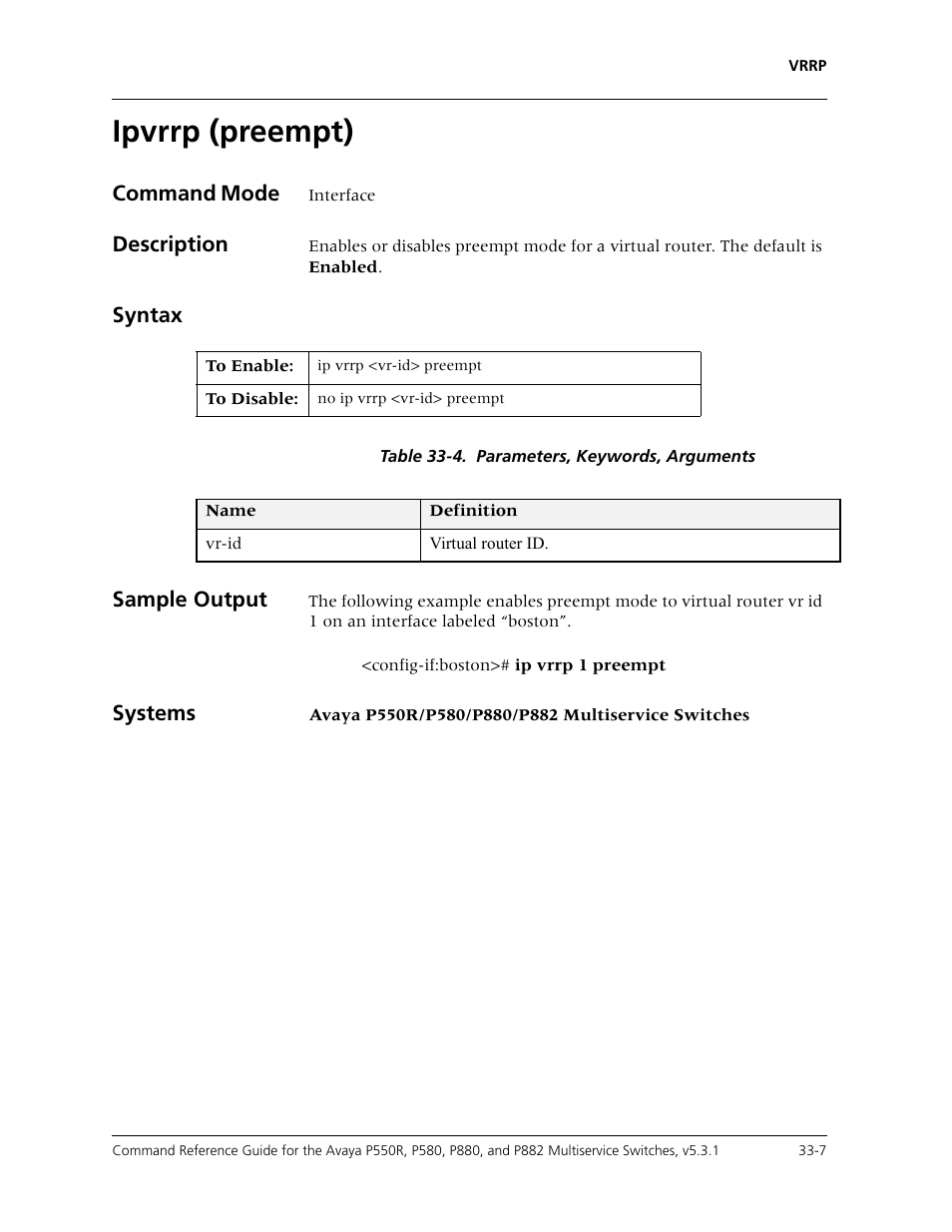 Ipvrrp (preempt), Ipvrrp (preempt) -7 | Avaya Cajun P550R User Manual | Page 664 / 679