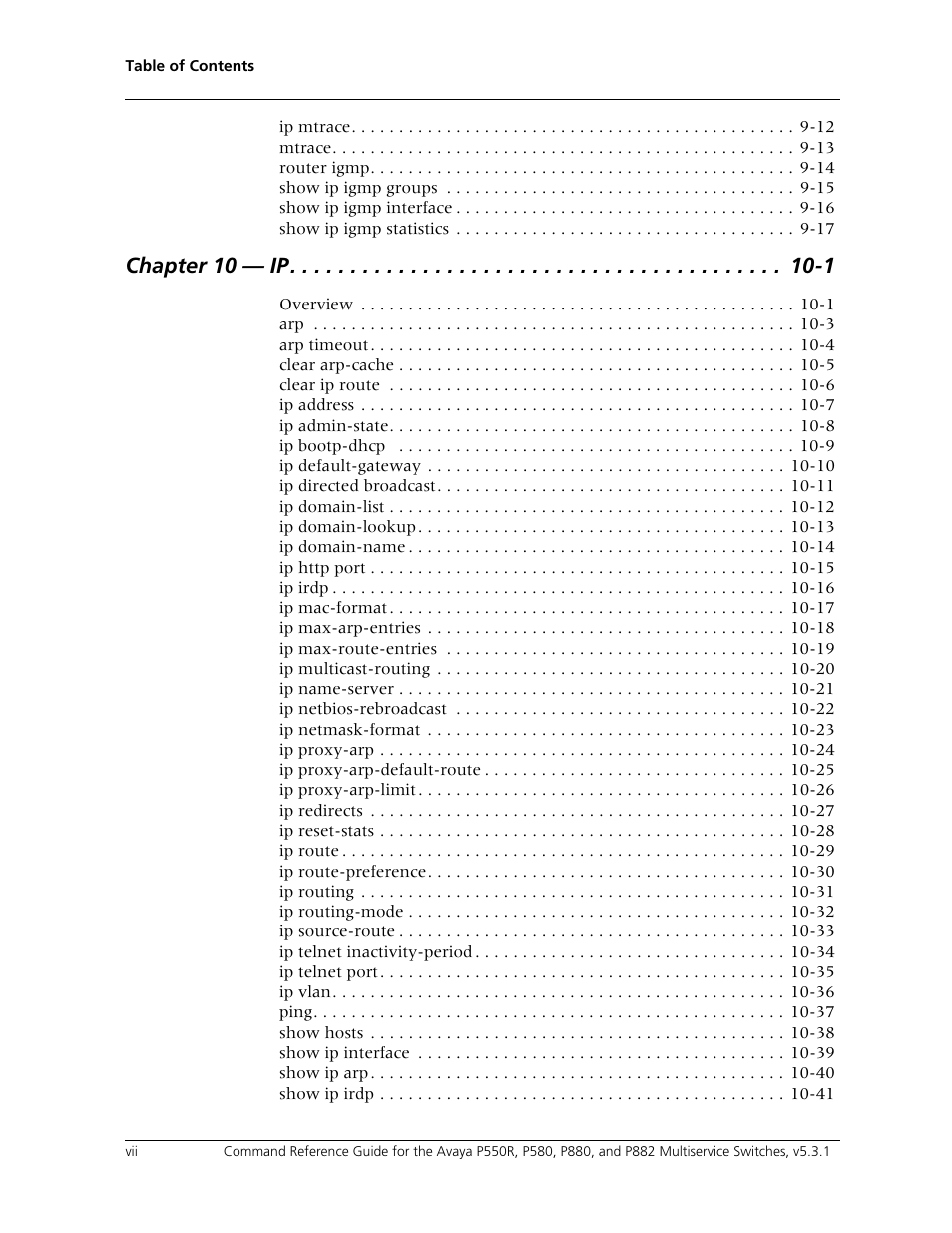 Chapter 10 — ip -1 | Avaya Cajun P550R User Manual | Page 7 / 679