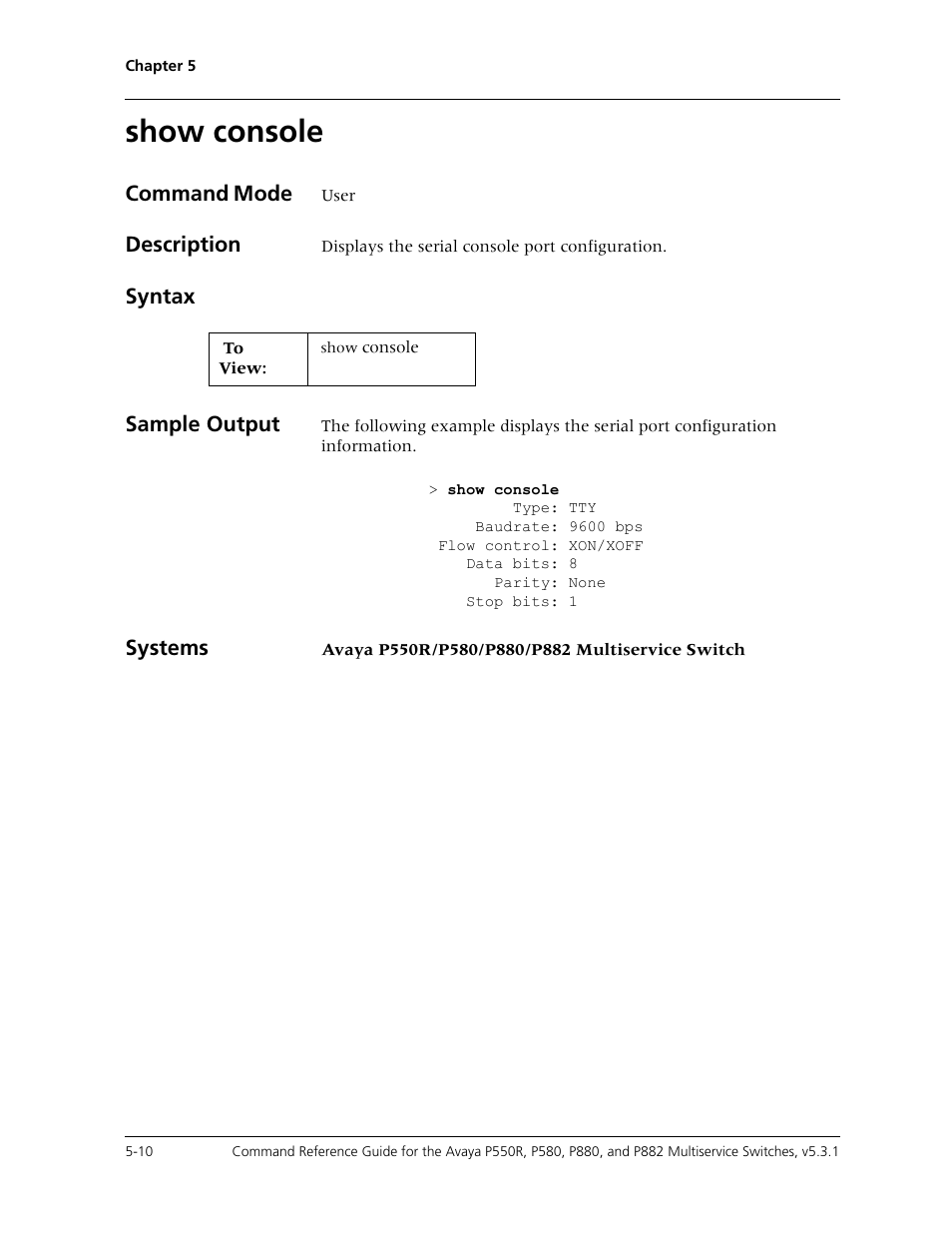 Show console, Show console -10 | Avaya Cajun P550R User Manual | Page 97 / 679