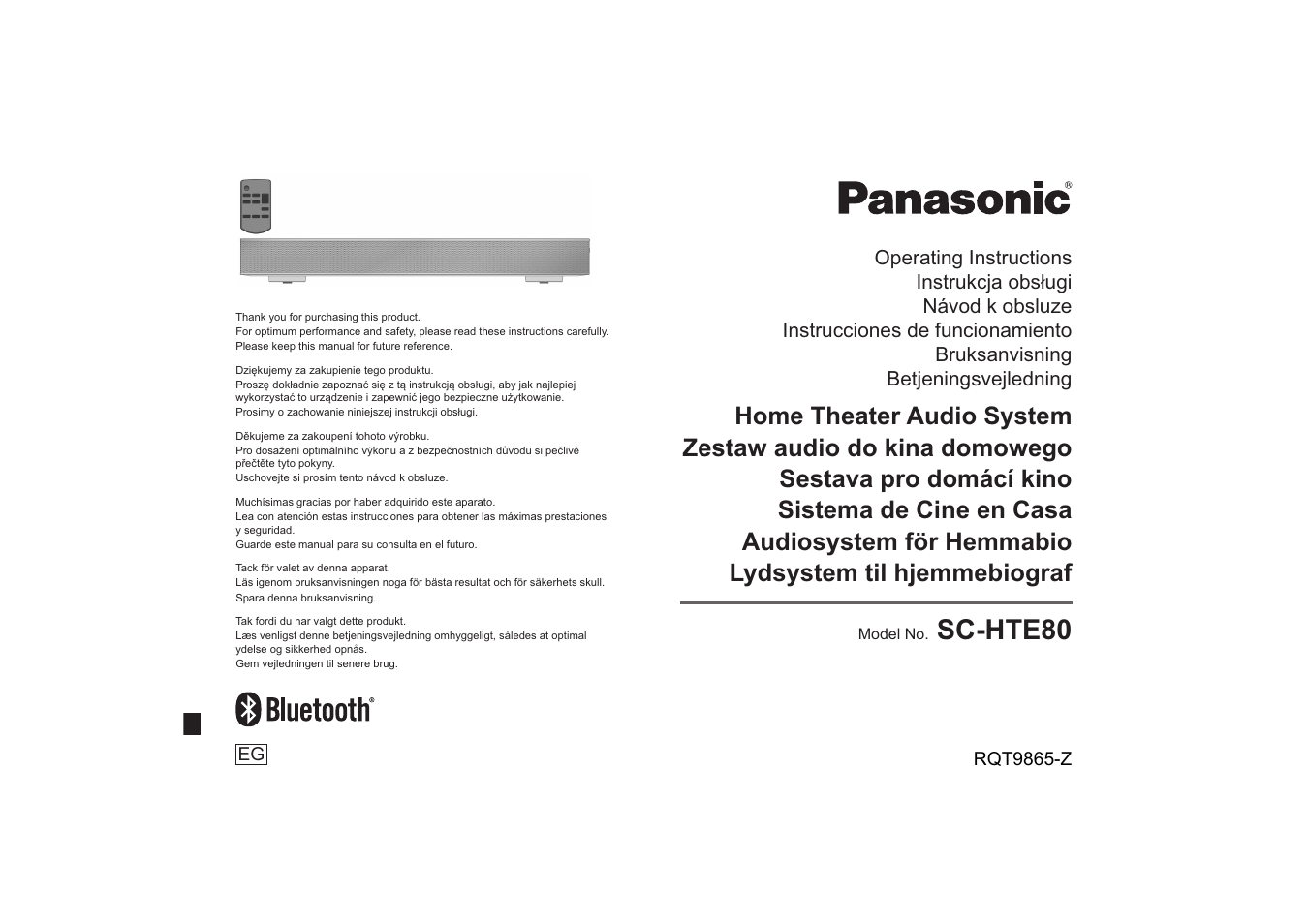 Panasonic SCHTE80EG User Manual | 76 pages