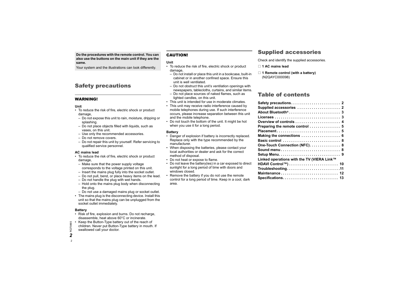 Panasonic SCHTE80EG User Manual | Page 2 / 76