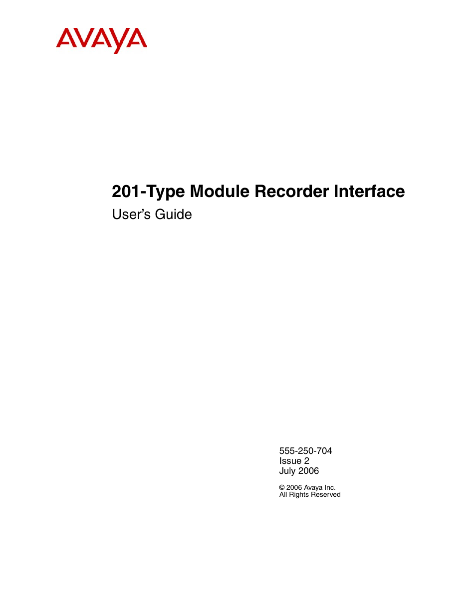 Avaya 201-type User Manual | 6 pages